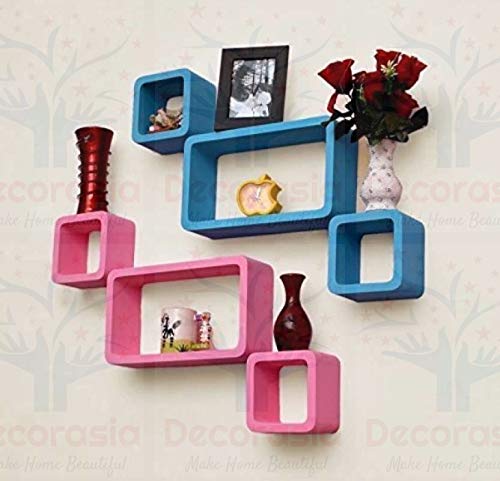 DECORASIA Beautiful & Antique Cube & Rectangle Shape (Set of 6) Mounted Rack Shelves.