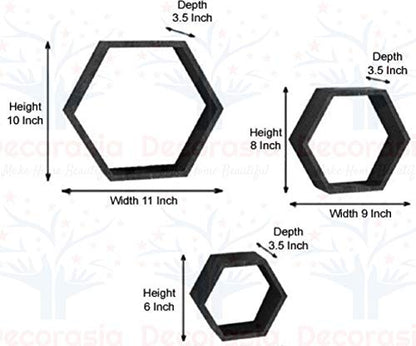 DECORASIA� Beautiful Wooden Hexagon Shape Designer Storage Shelves MDF (Set of 6) (Medium Density Fiber) Wall Shelf