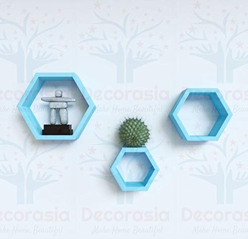 DECORASIA� Beautiful Wooden Hexagon Shape Designer Storage Shelves MDF (Set of 3) (Medium Density Fiber) Wall Shelf