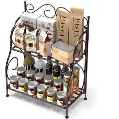 DECORASIA Foldable Wrought and Cast Iron Spice Shelf Rack Containers Utensil Kitchen Rack (Iron)
