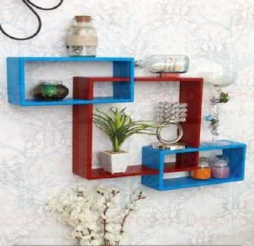 DECORASIA� Beautiful Interlocking Shape (Set of 3) Wooden Wall Shelf
