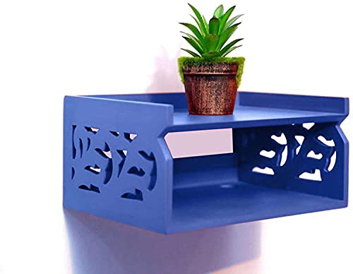DECORASIA Wooden Beautiful WiFi Stand and Tv Set top Box Stand (Blue)