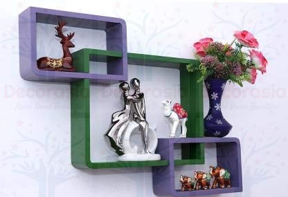 DECORASIA� Beautiful Interlocking Shape (Set of 3) Wooden Wall Shelf