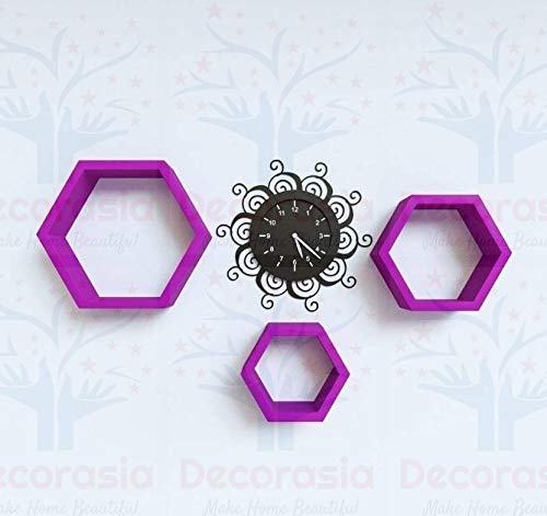 DECORASIA� Beautiful Wooden Hexagon Shape Designer Storage Shelves MDF (Set of 3) (Medium Density Fiber) Wall Shelf