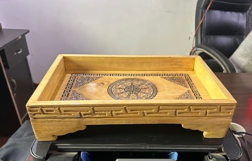 Decorasia Handmade Antique Look Wooden Serving Tray � Rectangular Yellow & Brown Tray for Snacks, Tea & Home D�cor | Rustic Wooden Tray � Pack of 1
