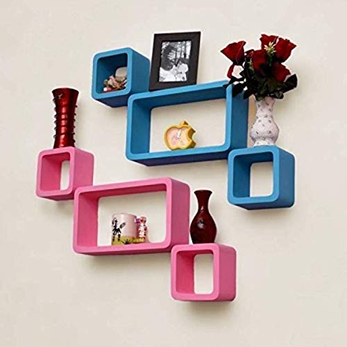 DECORASIA� Beautiful & Antique Cube & Rectangle Shape (Set of 6) Mounted Rack Shelves.