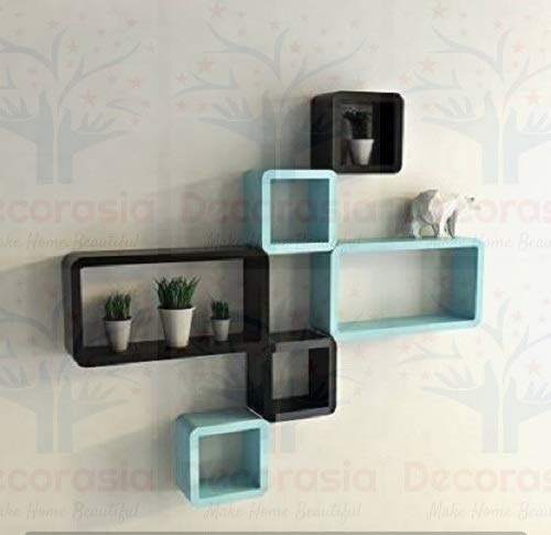 DECORASIA Beautiful & Antique Cube & Rectangle Shape (Set of 6) Mounted Rack Shelves.