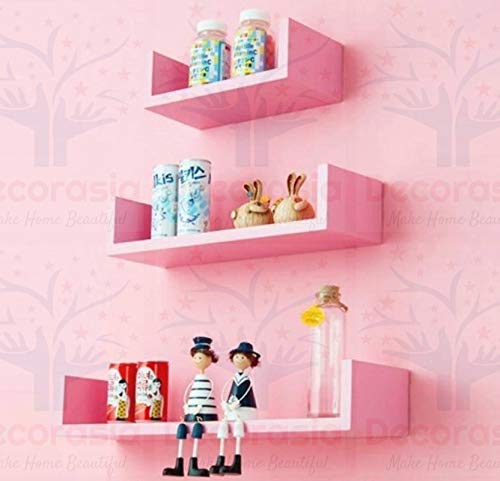 DECORASIA� Beautiful U Shape Wooden Wall Shelf for Multi Purpose Utility MDF Wall Shelf