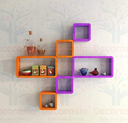 DECORASIA� Beautiful & Antique Cube & Rectangle Shape (Set of 6) Mounted Rack Shelves.