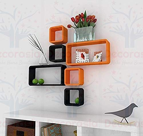 DECORASIA� Beautiful & Antique Cube & Rectangle Shape (Set of 6) Mounted Rack Shelves.