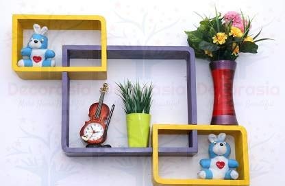 DECORASIA� Beautiful Interlocking Shape (Set of 3) Wooden Wall Shelf