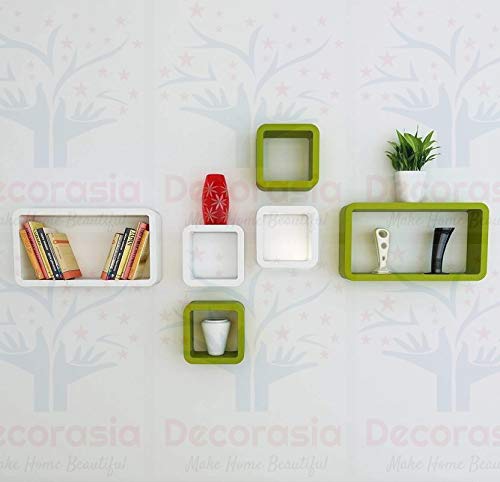DECORASIA Beautiful & Antique Cube & Rectangle Shape (Set of 6) Mounted Rack Shelves.