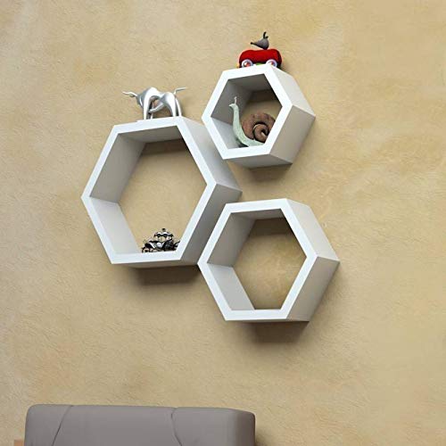 DECORASIA� Beautiful Wooden Hexagon Shape Designer Storage Shelves MDF (Set of 3) (Medium Density Fiber) Wall Shelf