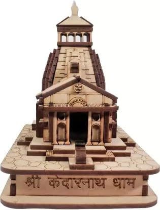 Decorasia Beautiful Small Kedarnath Temple Model for Home & Office | Miniature Wooden Mandir for Pooja & Spiritual D�cor