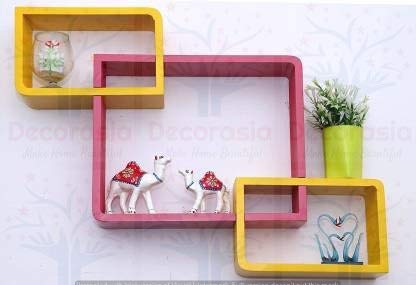 DECORASIA� Beautiful Interlocking Shape (Set of 3) Wooden Wall Shelf