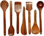 Decorasia Wooden Cooking Spoon, Strainer & Spatula Set | 3-Piece Natural Wood Kitchen Utensils | Heat-Resistant & Non-Stick Safe