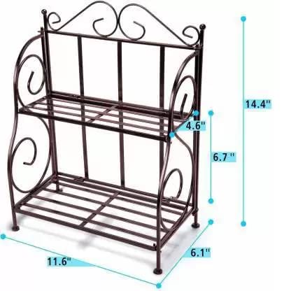 DECORASIA Foldable Wrought and Cast Iron Spice Shelf Rack Containers Utensil Kitchen Rack (Iron)