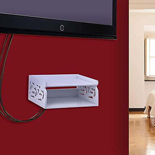 DECORASIA Wooden Beautiful WiFi Stand and Tv Set top Box Stand (White)
