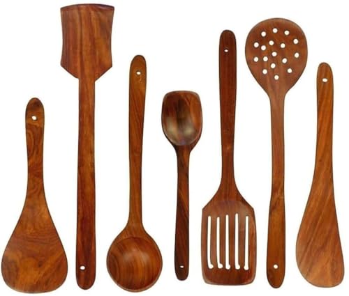 Decorasia Wooden Cooking Spoon for Kitchen | Natural Wood Stirring & Serving Spoon | Heat-Resistant & Safe for Non-Stick Cookwares
