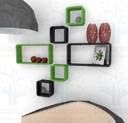 DECORASIA� Beautiful & Antique Cube & Rectangle Shape (Set of 6) Mounted Rack Shelves.