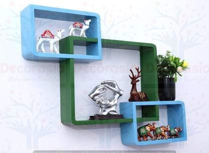 DECORASIA� Beautiful Interlocking Shape (Set of 3) Wooden Wall Shelf