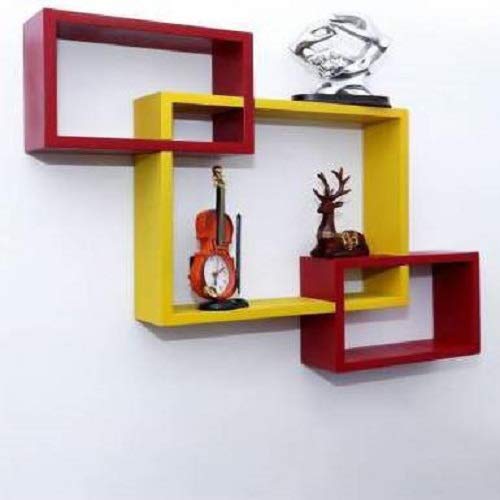 DECORASIA� Beautiful Interlocking Shape (Set of 3) Wooden Wall Shelf