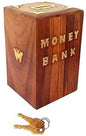 Decorasia Special Valentine Gift- Handmade Wooden Money Bank with Lock & Keys|Butterfly Inlay Coin Storage Box | Piggy Bank for Kids & Adults | Secure Saving Box for Birthday,Xmas & Festive Gifting