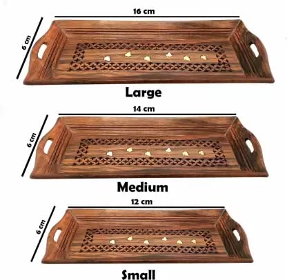Sheesham Wood Handmade & Handcrafted Wooden Serving Tray- Set of 3