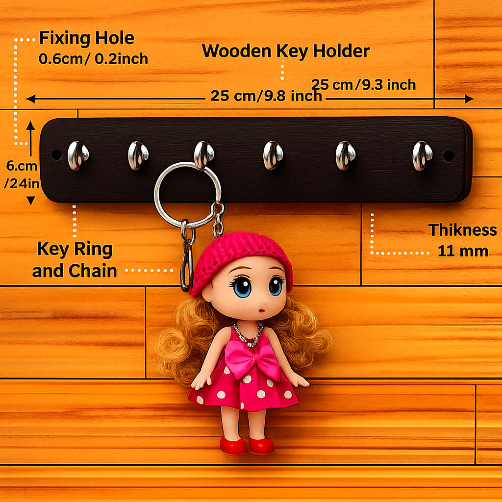 Cute Doll Key Holder – Decorative Wall Hook Organizer