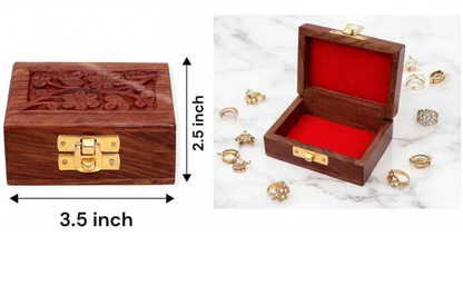 Hand-Carved Floral Wooden Jewelry & Keepsake Box