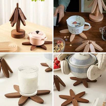 Wooden Tree Coster for Dishes Stand