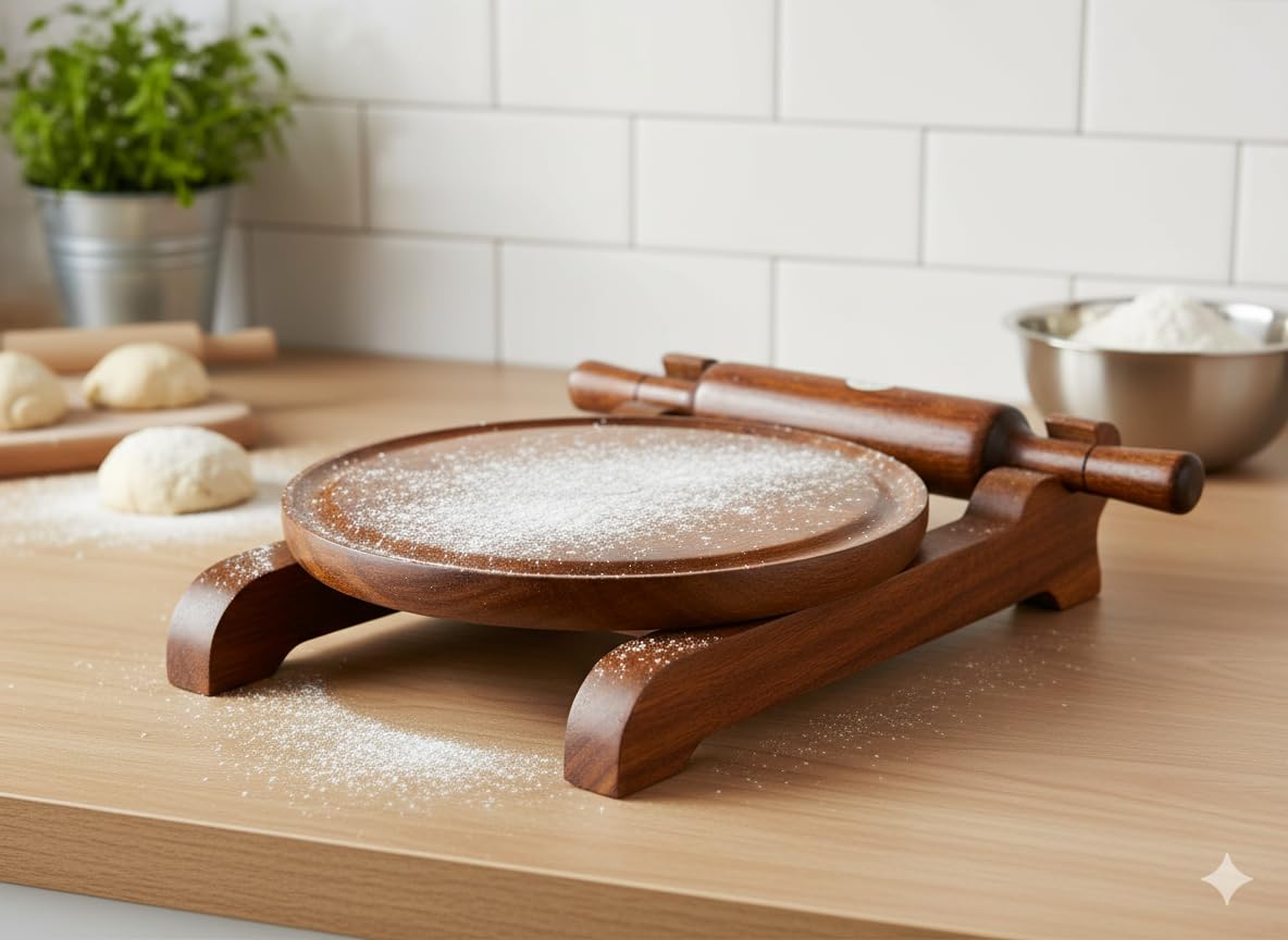 Wooden Chakla Belan Set with Stand