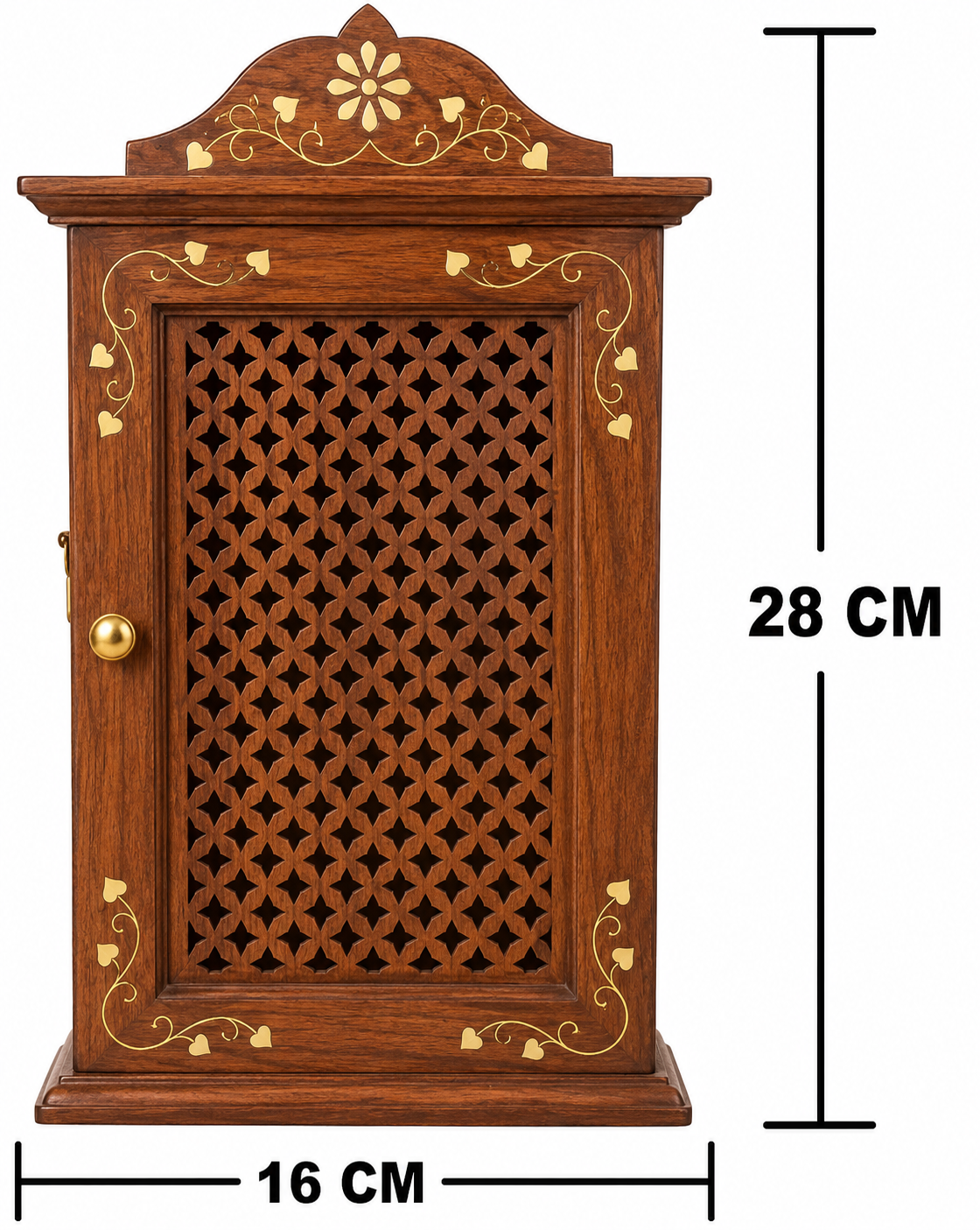 Handcrafted Wooden Key Cabinet with Jali Design – Wall Mounted Key Organizer