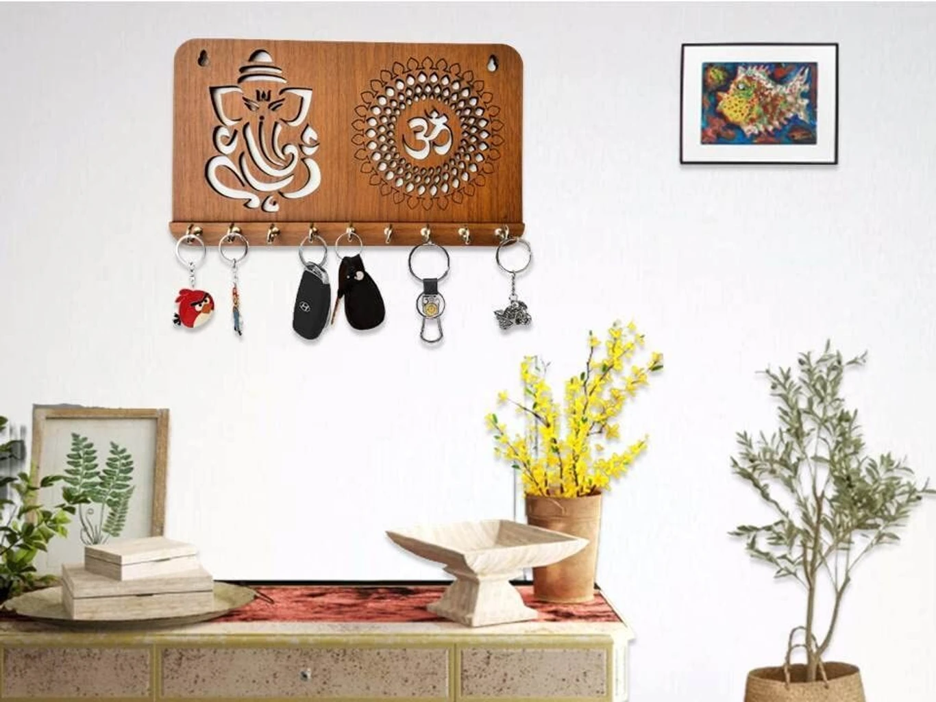 Decorasia Wooden Ganesh & Om Wall Key Holder
