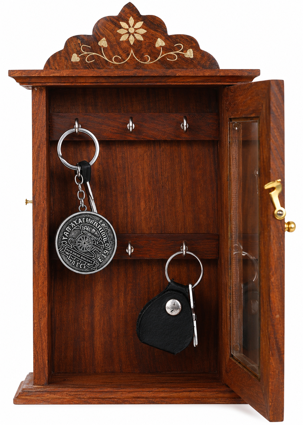 Handcrafted Wooden Wall Cabinet with Artistic Cutwork – Sheesham Wood Decorative Organizer