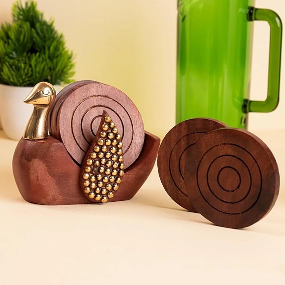 Wooden Brass Duck Coasters