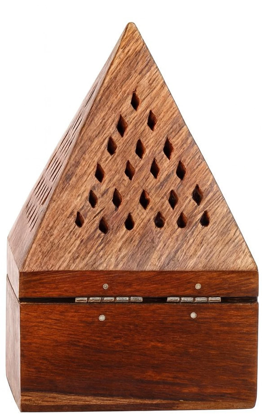 DECORASIA™ Pyramid Wooden Dhoop Dani (Handcrafted Incense Burner with Lock)