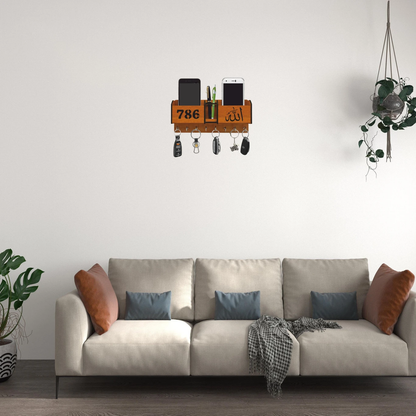 Personalized Wooden Mobile & Key Holder – Wall Mounted Organizer Rack