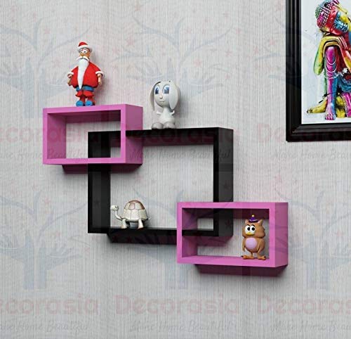 DECORASIA Beautiful Interlocking Shape (Set of 3) Wooden Wall Shelf