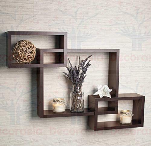 DECORASIA� Beautiful Interlocking Shape (Set of 3) Wooden Wall Shelf