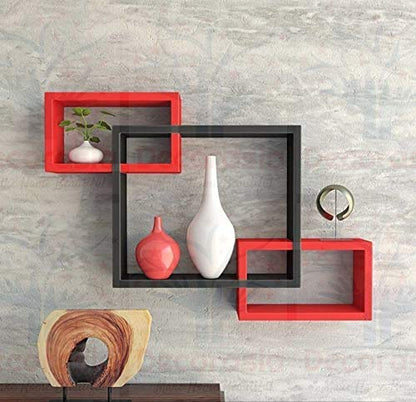 DECORASIA� Beautiful Interlocking Shape (Set of 3) Wooden Wall Shelf