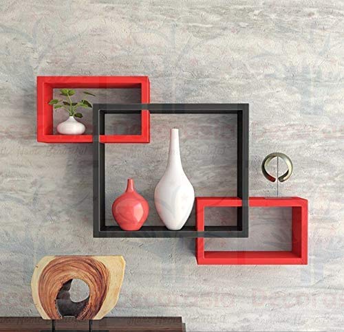 DECORASIA� Beautiful Interlocking Shape (Set of 3) Wooden Wall Shelf