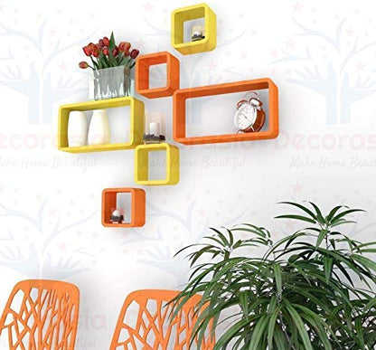 DECORASIA� Beautiful & Antique Cube & Rectangle Shape (Set of 6) Mounted Rack Shelves.