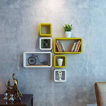 DECORASIA� Beautiful & Antique Cube & Rectangle Shape (Set of 6) Mounted Rack Shelves.