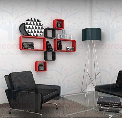 DECORASIA� Beautiful & Antique Cube & Rectangle Shape (Set of 6) Mounted Rack Shelves.