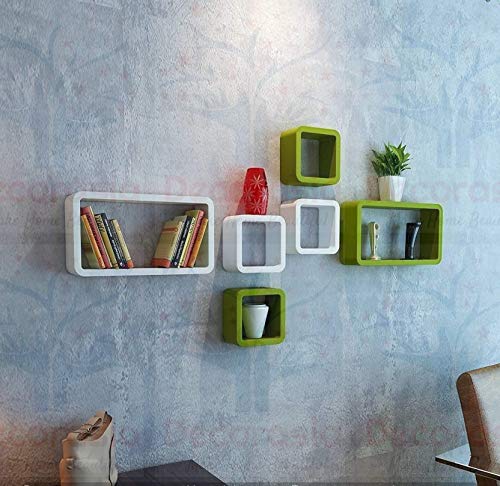 DECORASIA� Beautiful & Antique Cube & Rectangle Shape (Set of 6) Mounted Rack Shelves.