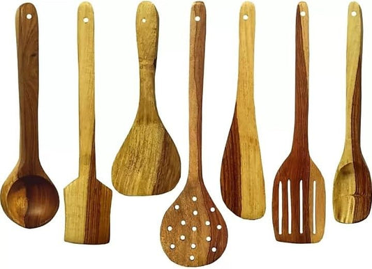 Decorasia Wooden Cooking Spoon for Kitchen | Natural Wood Spoon for Stirring & Serving | Heat-Resistant & Non-Stick Cookware Safe