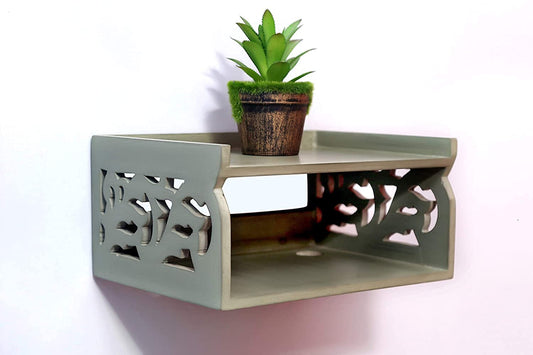 DECORASIA Wooden Beautiful WiFi Stand and Tv Set top Box Stand (Grey)