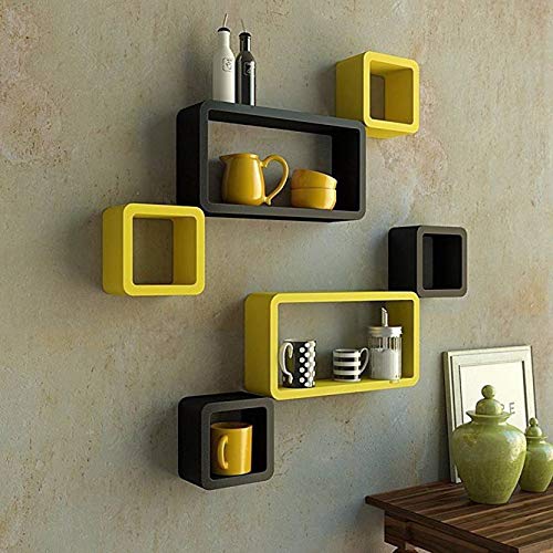 DECORASIA� Beautiful & Antique Cube & Rectangle Shape (Set of 6) Mounted Rack Shelves.