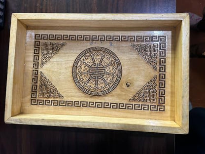 Decorasia Handmade Antique Look Wooden Serving Tray � Rectangular Yellow & Brown Tray for Snacks, Tea & Home D�cor | Rustic Wooden Tray � Pack of 1